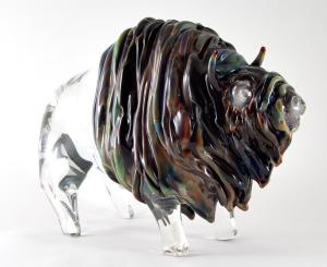 Buffalo Cristal Murano Zanetti 55 cm couleur calcédoine brute