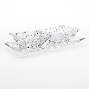 Plateau Aperitif Dinatoire Design collection Bossa Nova en cristal 3 pieces
