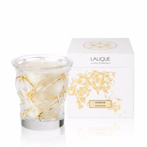 Vase Bougie Lalique Océans emaillé or