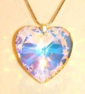 Pendentif Coeur Cristal Swarovski 40mm Chaine Argent 925