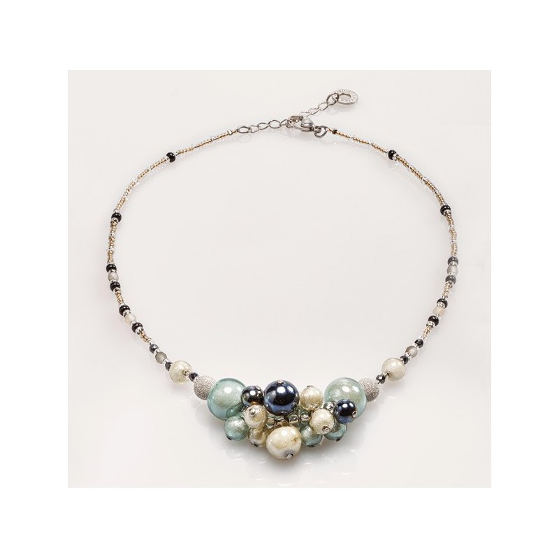 Collier Pendentif Murano Antica Murrina Labyrinth 4 Gris
