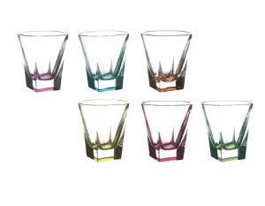 Verres à Vin Cristal Jambe couleur coffret de 6 