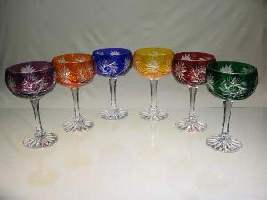 Coupes à Champagne Taille Diamant Cristal Couleur de Bohème 
