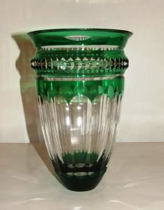 Vase vert en Cristal de Bohème 