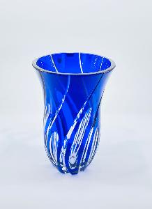 Vase en Cristal de Bohème bleu cobalt 