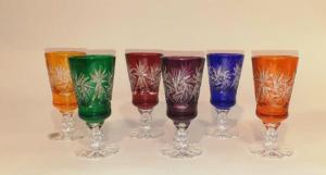 Verres à digestif en Cristal de Bohème en couleurs