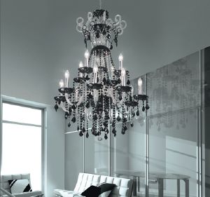 Lustre Chandelier Cristal Murano Voltolina Collection Dream Noir et transparent