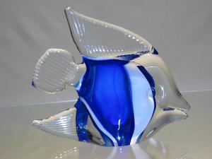 Poisson Bleu et blanc Collection Murano