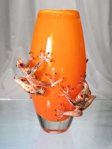 Vase 4 grenouilles Venimeuses Murano Orange