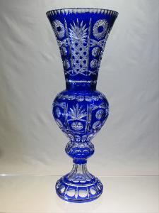 Grand Vase bleu en Cristal de Bohème 60 cm