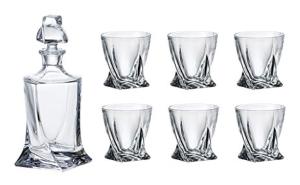Service en Cristal de Bohème à Whisky Quadra (carafe + 6 verres) , utilisé dans la série LUCIFER