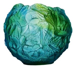 Vase Bouquet Daum bleu et vert 