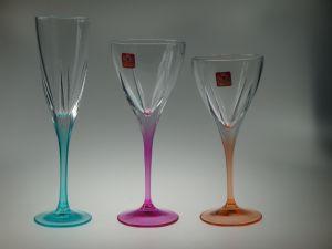Verres à Vin Cristal Jambe couleur coffret de 6 