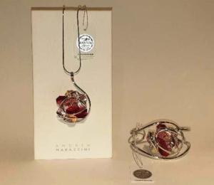 Parure Marazzini Fleur Cristal Swarovski Orange irisée