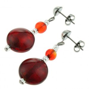 Boucles Oreilles Murano Antica Murrina Frida Rouge Argent