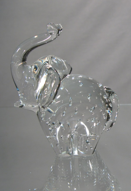 Eléphant Murano Transparent avec bulles 