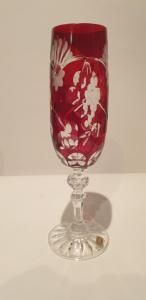 Flutes à Champagne Grappe raisin Cristal de Bohème rouges