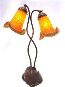 Lampe pâte de verre nénuphare 2 tulipes 