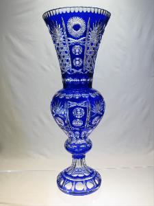 Grand Vase bleu en Cristal de Bohème 60 cm