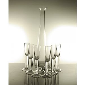 Service à Liqueurs Carafe + 6 verres liqueurs ( Ensemble 7 pièces uni )