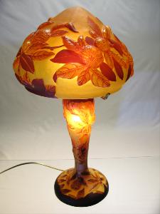 Lampe Tip Gallé decor mandarine orange 52 cm 