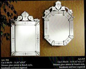 Miroir Venitien Voltolina Murano Véritable rectangulaire style français