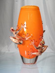 Vase 4 grenouilles Venimeuses Murano Orange