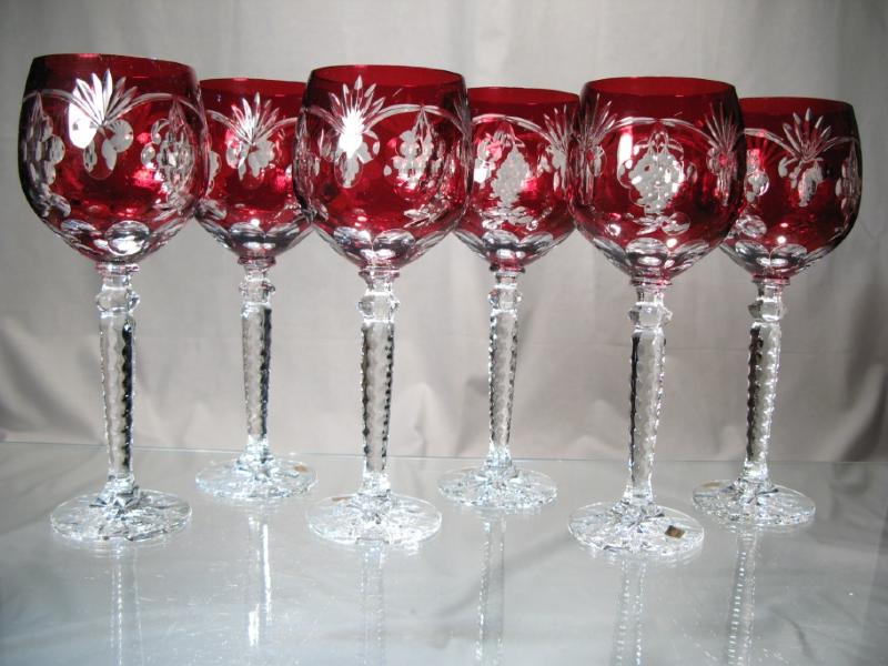 Verre Cristal Rouge Taillé Grappe - verre vin cristal couleur grappe