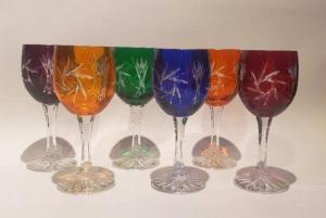 Verres à vin blanc 6 couleurs en cristal de bohème