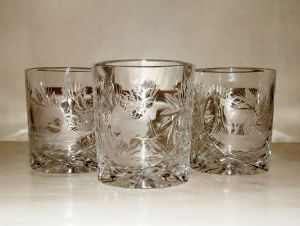 Ensemble Carafe et 6 verres à whisky "chasseur " en cristal 