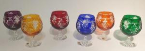 Verre à cognac grappe dépareillé 6 couleurs cristal de bohème