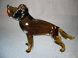 Chien Labrador miniature en cristal marron