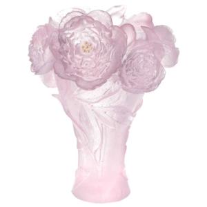 Vase Daum Cristal collection Pivoine blanc rose