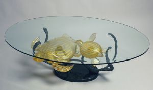 Table Basse Verre Murano deux Tortue de Mer