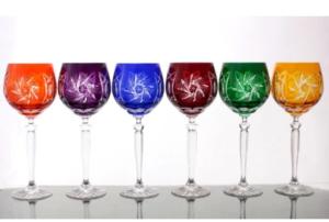 Verres à vin couleur taille Diamant Cristal de Bohème 