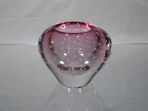 Petit vase ou Bougeoire Murano rose bullé