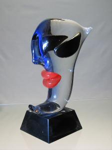 Visage Murano Bleu sur socle art