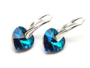 Boucles d' oreilles dormeuses Swarovski coeur monture argent 925