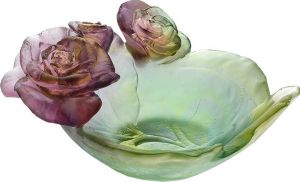 Coupelle Rose Passion Daum 13,5 cm Vert Rose