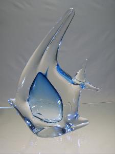 Poisson scalaire cristal bleu ou rose Collection Murano