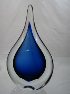 Sulfure "presse-papier" forme larme bleu foncé