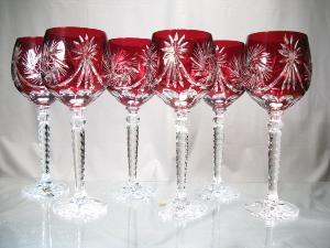 Verres à vin couleur taille Diamant Cristal de Bohème 