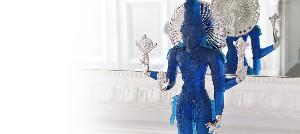 Vishnu XL en pate cristal bleu Daum 