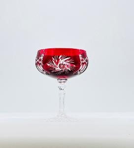 Coupes à Champagne Taille Diamant Cristal rouges de Bohème 