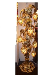 Lampadaire Art Nouveau 10 grappes verre couleur