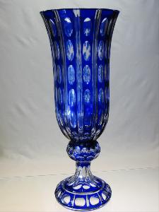 Vase "chevaux" en Cristal de Bohème Bleu cobalt