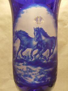Vase "chevaux" en Cristal de Bohème