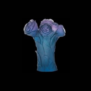 Vase Daum Cristal collection Pivoine Bleu ou Rose