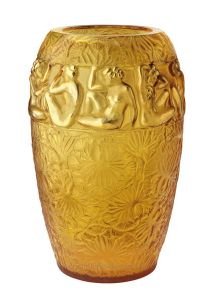 Vase Lalique Angelique Ambre tamponné Or 