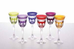 Cristal de Paris : Coffret 6 verres cristal couleur collection Mireille